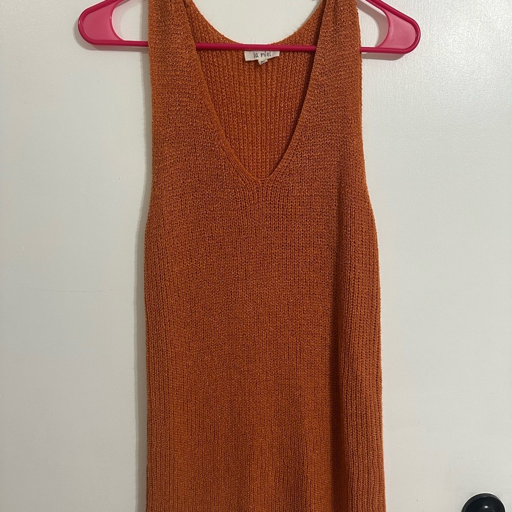 LA MIEL Vibrant Orange Knit Top
